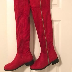 COPY - Red faux suede Over-the-knee boots!
